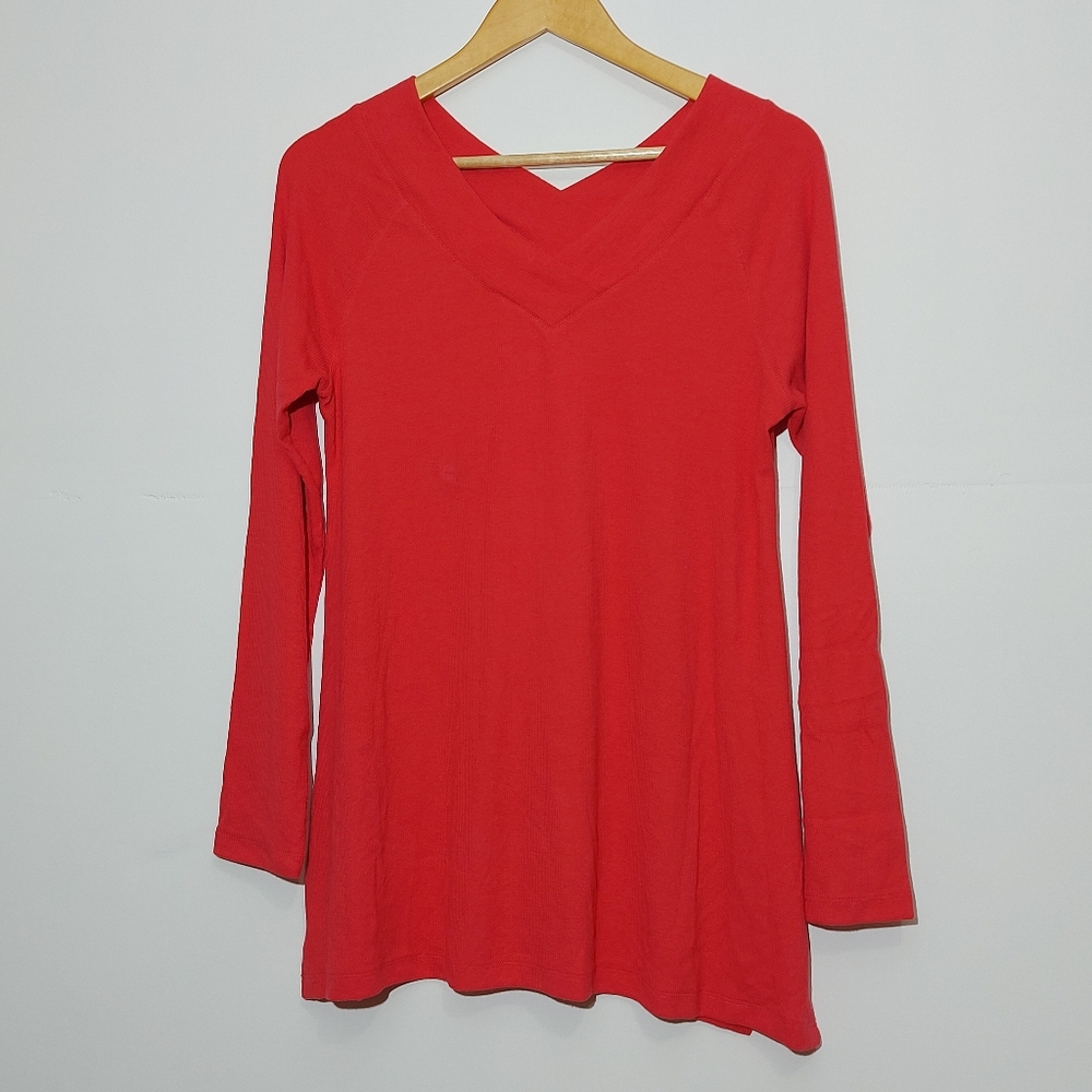 Soft Surroundings Double V Timely Long Sleeve Soft Tee